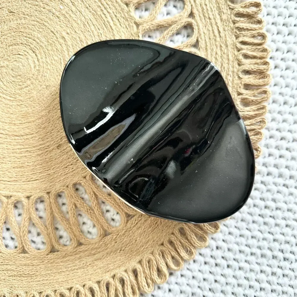 Mikasa Japan Naomi Cahana Signed Ceramic Art Deco Ikebana Black Gloss Vase 7
